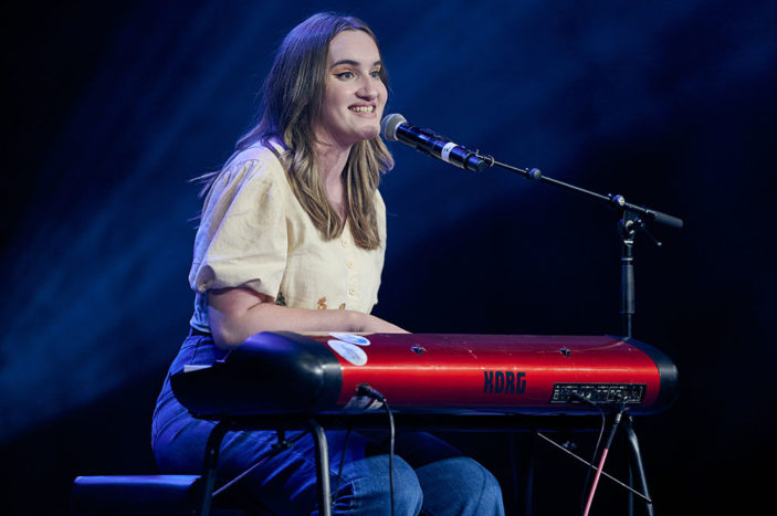 Gabi Bolt performs on stage at the State Theatre Sydney.